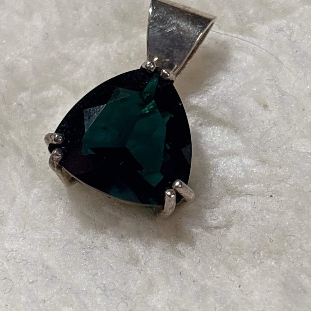 Vintage Badavici Blue Green Glass Sterling Silver Pendant